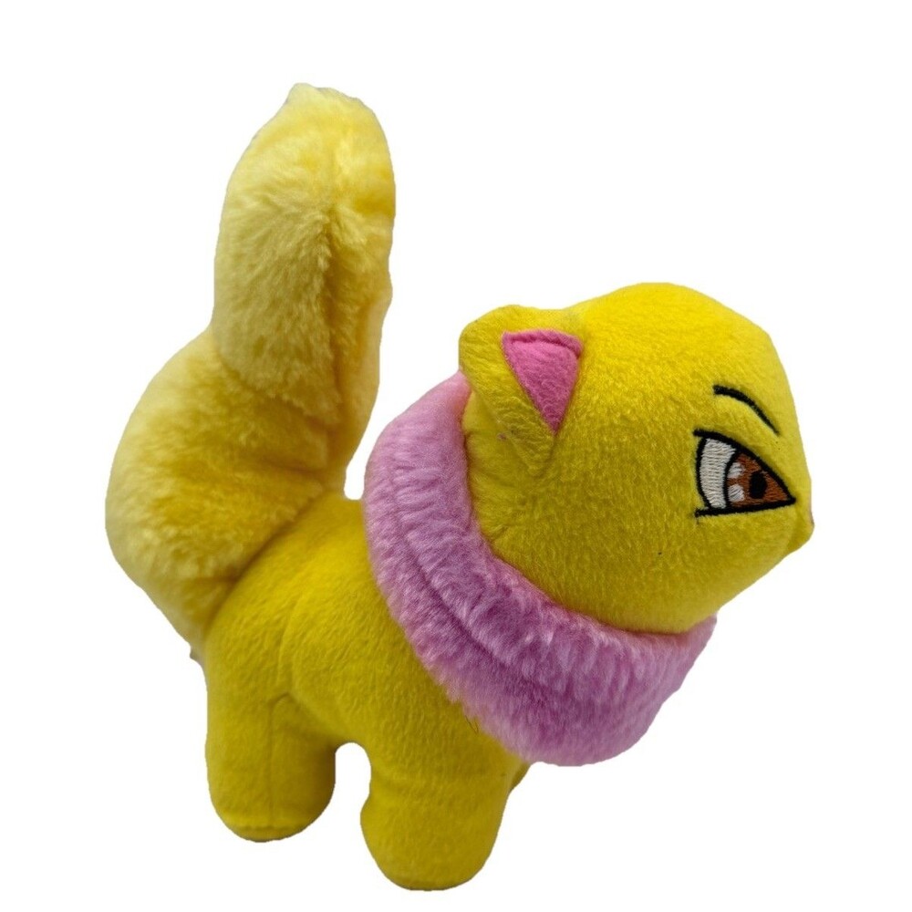 Neopets Wocky Plush Yellow Pink Stuffed Animal Fluffy Tail 8” Long